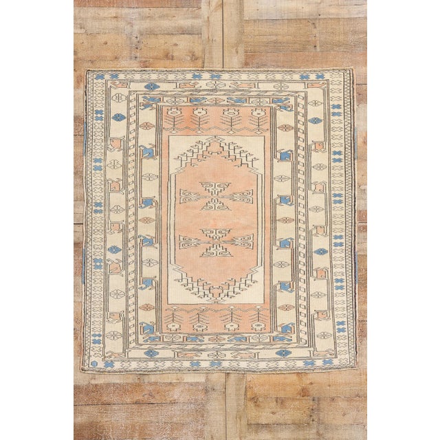 Vintage Peach Turkish Oushak Rug - 02'08 X 04'03 For Sale - Image 9 of 9