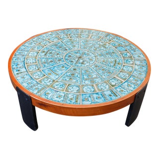 Jonathan Adler Vintage Round Tile Top Coffee Table For Sale