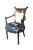 English 2 Antique English Sheraton Regency Style Mahogany Inlaid Floral Silk Arm Chairs For Sale - Image 3 of 18