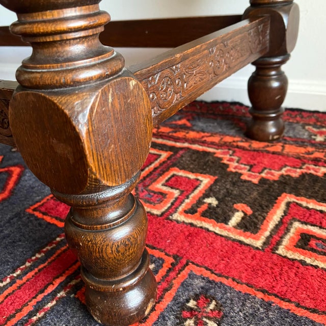 Brown Antique Robert Mitchell Furniture Co. Carved Quarter-Sawn Oak Jacobean Revival Library Table, Cincinnati, C. 1900–1915 For Sale - Image 8 of 10