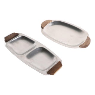Mid 20th Century Mid Century Stainless Steel Trays Made in Denmark - 2pcs For Sale