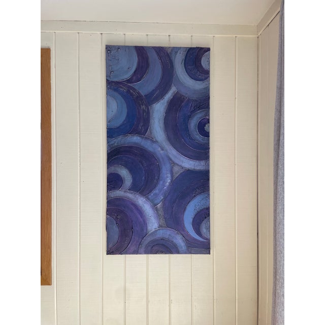 Abstract Original Textured Abstract Art – 2’ X 4’ Blue Swirl Canvas For Sale - Image 3 of 3