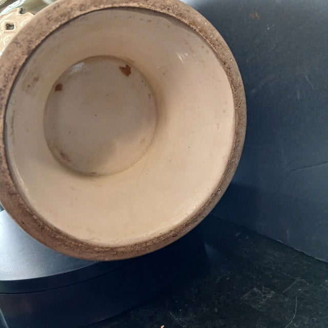 Mid 20th Century Neoclassical Style Vase Large Vintage Brown/White Glaze 19" Tall For Sale - Image 5 of 5