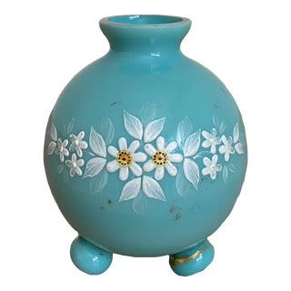 Vintage Petite Opaline Glass Vase With Feet For Sale