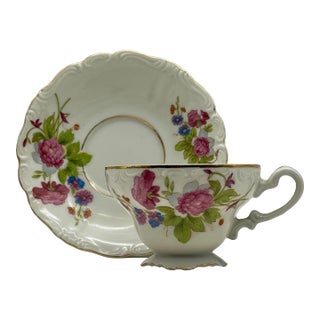 1950’s Japanese Rose Export Tea Cup & Saucer For Sale