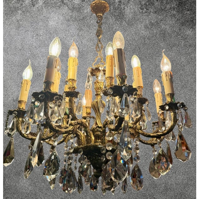 Antique French Louis XV Crystal Chandelier, 1890s For Sale - Image 5 of 16