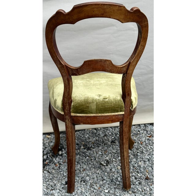 Antique Ballroom Ballonback Chair with Green Velvet Seat, 1920s, in Very Good conditions. Designed 1920 to 1949