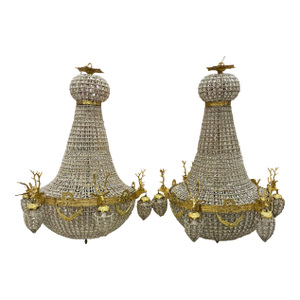 French Style Stag Chandeliers - Set of 2