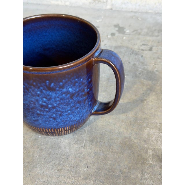 Mid-Century Modern Ceramic Pitcher With Flared Spout and Cobalt Blue Glaze Gefle Kosmos Mid-Century Modern 1960s For Sale - Image 3 of 9