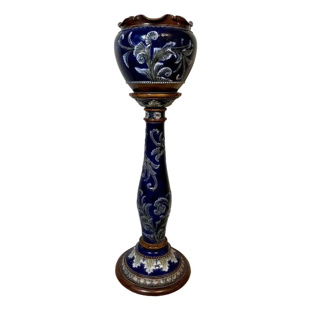 Antique Jardiniere on Stand from Royal Doulton, 1900 For Sale