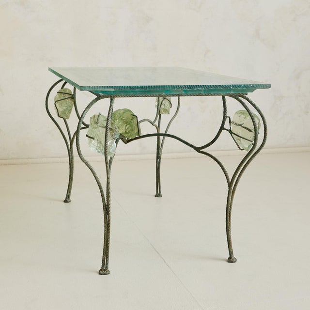 French Cast-Glass + Patinated Iron Desk Attributed Gilles Chabrier, 1992 For Sale - Image 15 of 18