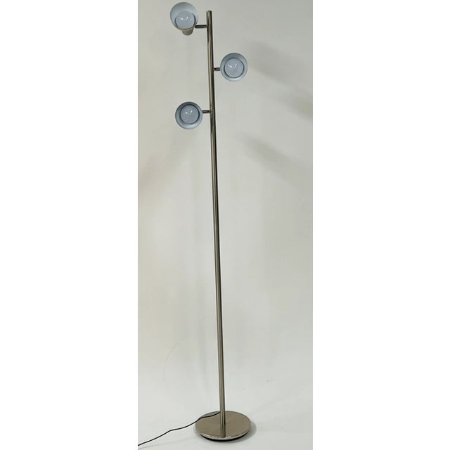 Modern Three Light Adjustable Chrome Floor Lamp For Sale In New York - Image 6 of 9