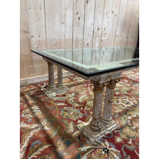 Coffee Table with Corinthian Columns and Glass Top For Sale - Image 5 of 10
