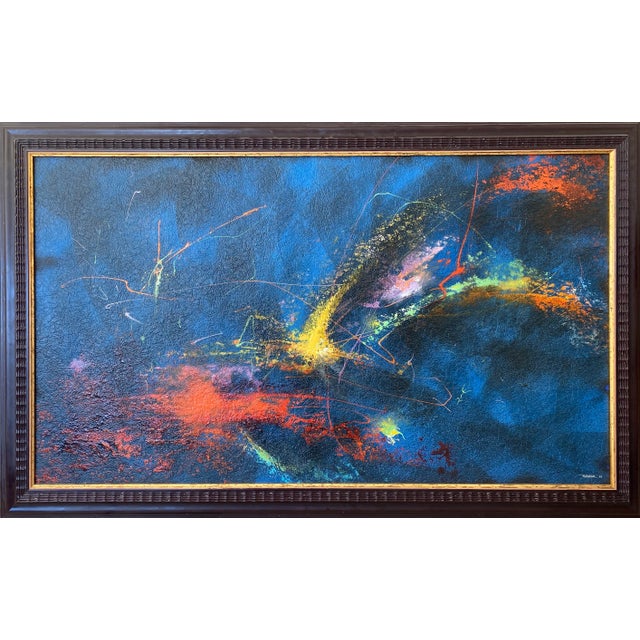 Abstract Expressionism Systema Solar, Leonardo Nierman Oil on Masonite, Signed and Dated Lower Right For Sale - Image 3 of 3