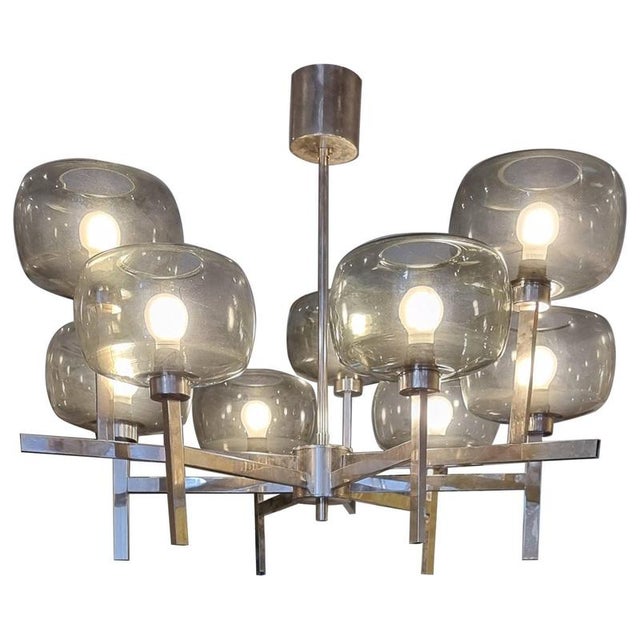 Antique Chandelier in Chrome and Glass by Holger Johansson, 1890s For Sale - Image 14 of 14