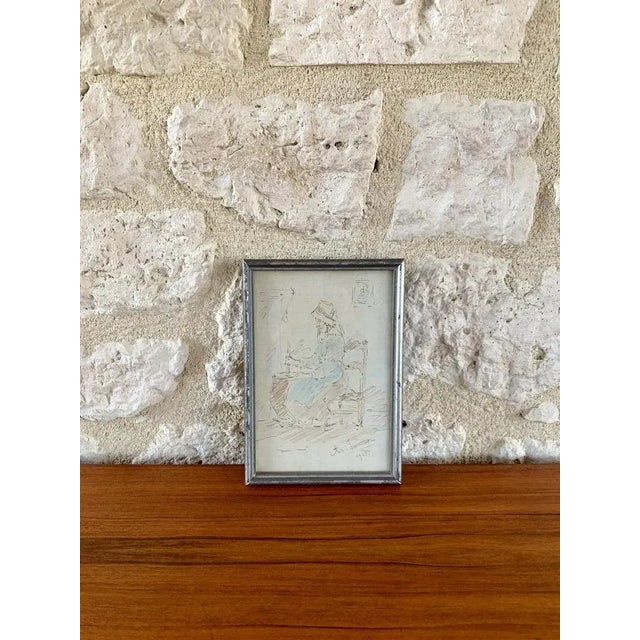 Portrait of Woman, 1945, Watercolor, Framed For Sale - Image 11 of 12