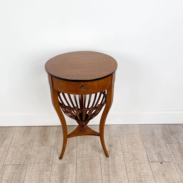 Biedermeier Biedermeier Round Work Table, 19th Century For Sale - Image 3 of 11