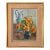 French Mid-Century Floral Still Life in Orange and Blues Oil on Board, Initialed, Dated 1957 For Sale