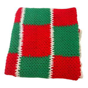 Vintage Hand Made Crochet Holiday Throw Blanket