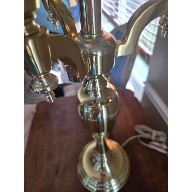 Late 20th Century Brass Bouillotte Style Candelabra Table Lamp For Sale - Image 9 of 15