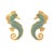 Majestic Seahorse Gold & Turquoise Statement Studs, A Pair For Sale In Miami - Image 6 of 6