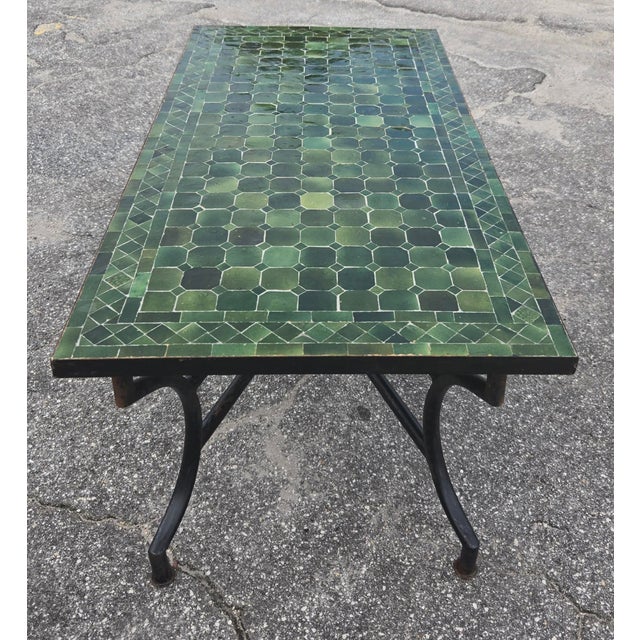 2020s 48" Rectangular Handmade Moroccan Tamegroute Green Mosaic Coffee Table For Sale - Image 5 of 8