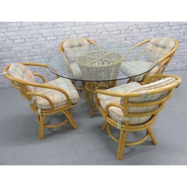 Vintage Mid Century Brown Jordan Bentwood Rattan Table and Chairs 5 Pieces Chairish