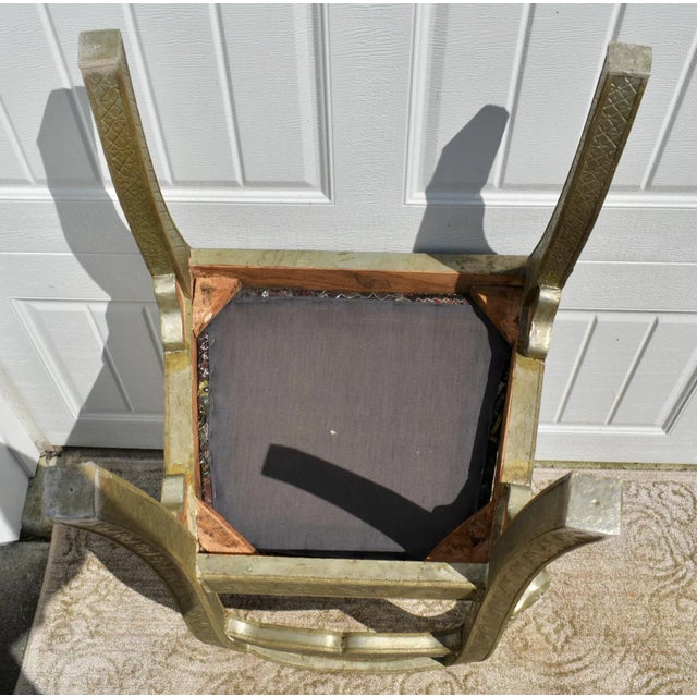 Metal Clad Rams Head Side Chair Anglo Indian Regency Repousse Vintage For Sale - Image 12 of 12