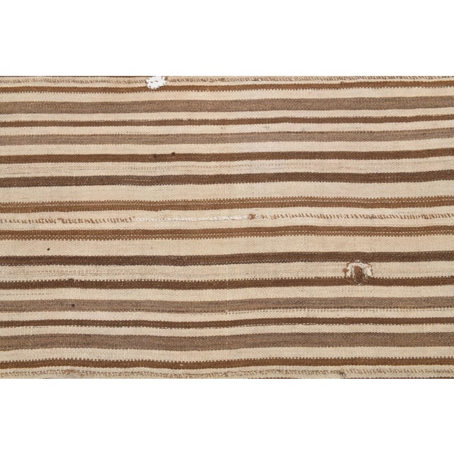 Vintage Turkish Oushak Handmade Wool Cotton Beige Kilim Area Rug For Sale - Image 10 of 11