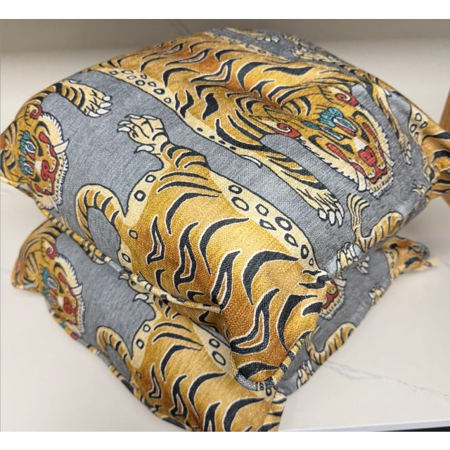 Pair of Pillows With Tiger Motif For Sale - Image 11 of 13