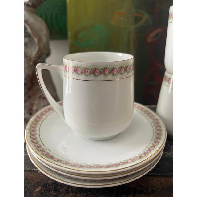 Art Deco Set of Four (4) Vintage Art Deco Rosenthal Teacups and Saucers in Donatello For Sale - Image 3 of 3