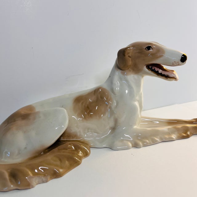 1970s Vintage Porcelain Borzoi Dog Figurine For Sale - Image 5 of 12