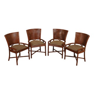 Ficks Reed Set of Four Woven Rattan Dining Chairs For Sale