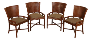 Ficks Reed Set of Four Woven Rattan Dining Chairs