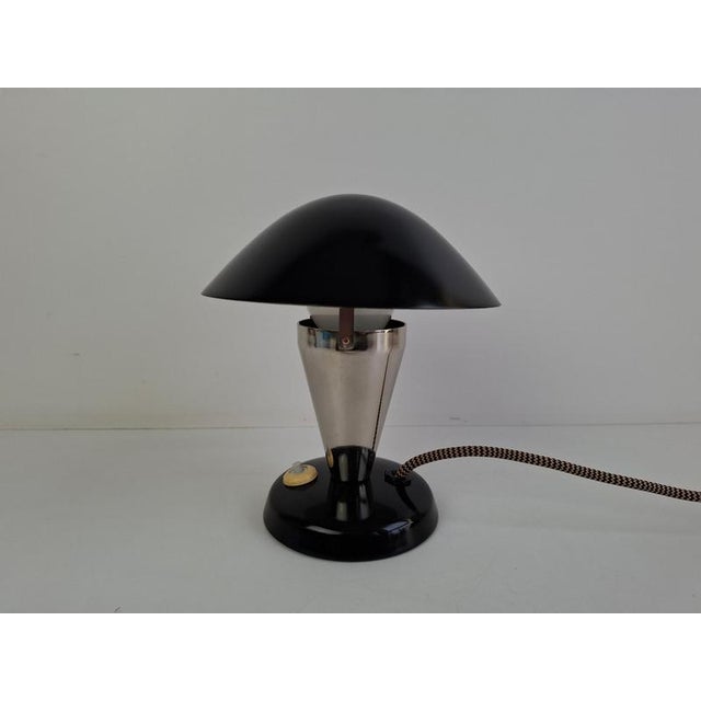 Bauhaus Mushroom Table Lamp with Adjustable Shade, Czechoslovakia, 1930s For Sale - Image 9 of 15