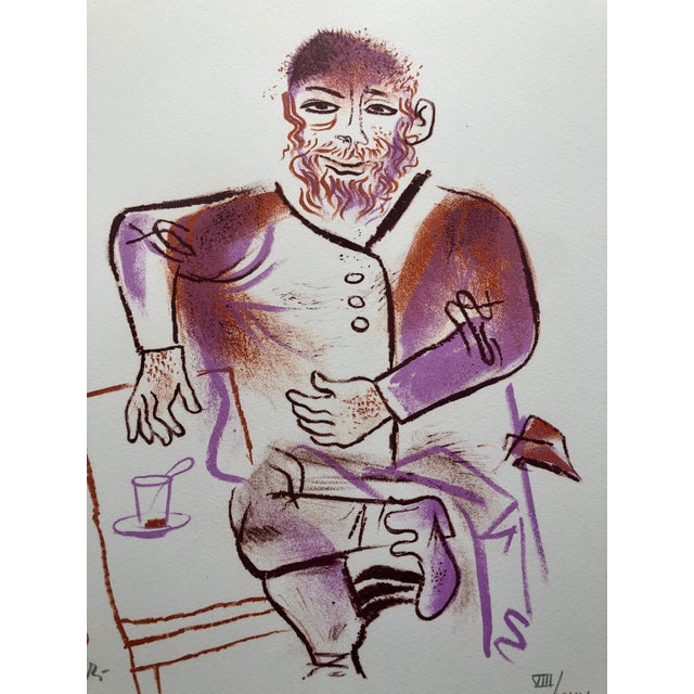 Modern William Gropper, Rabbi, Cup of Tea, Shtetl Americana Judaica Lithograph WPA Social Realist Artist For Sale - Image 3 of 6