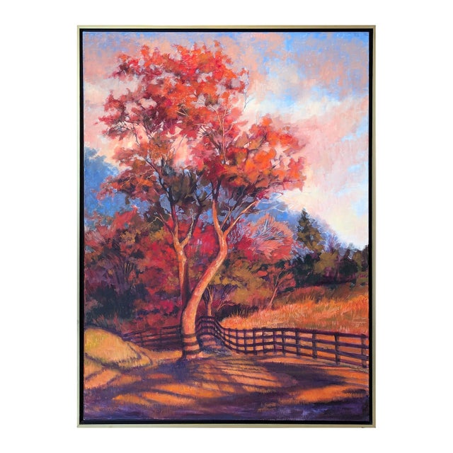 Nancy Paris Pruden "Orange Light" Contemporary Naturalistic Forested Nature Path Landscape Painting, 2020s For Sale - Image 4 of 11