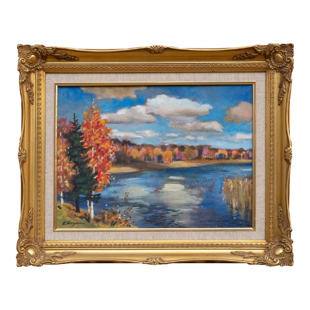 Autumn Lake, Erik Freyman Acrylic Painting For Sale