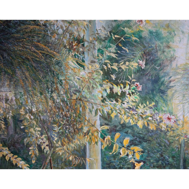 Peter Ho – (B1953) – Palm Beach Patio Garden - 45" H X 55" H - Oil on Canvas For Sale - Image 4 of 5