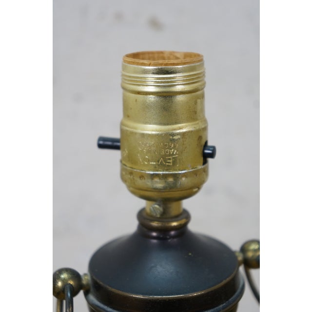 Vintage Black Brass Neoclassical Mantle Urn Boudoir Vanity Table Lamp 15" For Sale - Image 9 of 14