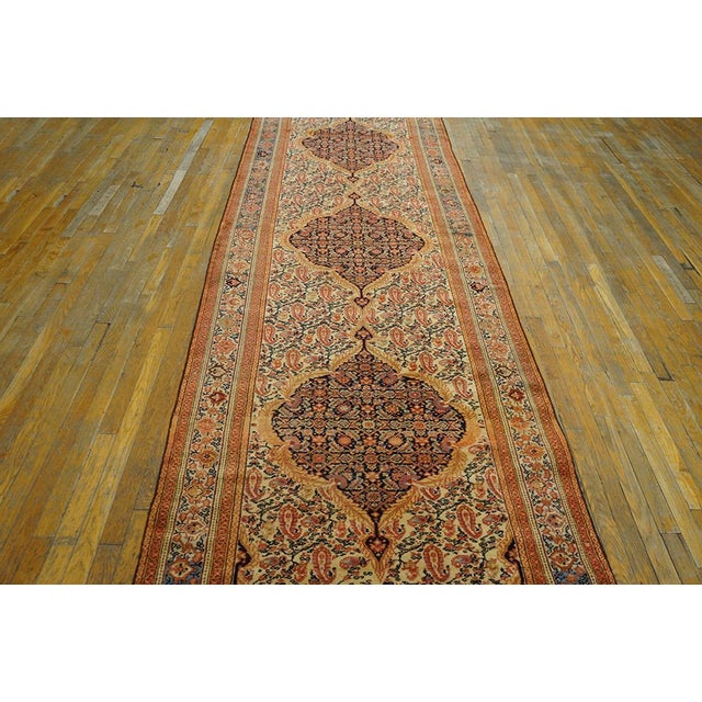 Classic Herati Pattern on Ivory Background Color Persian Mishan Malayer Runner For Sale - Image 4 of 8