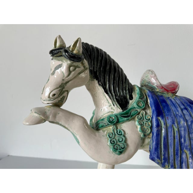 Vintage Asian Tang Dynasty Style Ceramic Horse Figurine/ Sold For Sale - Image 10 of 12