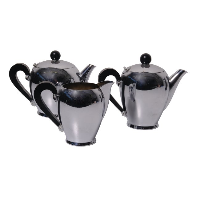 Bombè Coffee Maker and Milk Jug by Alfra Alessi, Italy, 1940s, Set of 3 For Sale