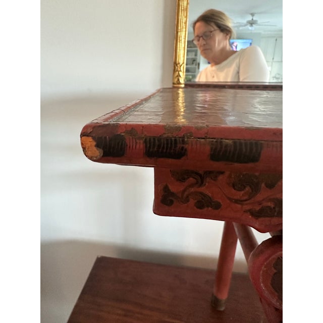 Chinese Red Lacquer Side Table, Drinks Table, 19th C. For Sale - Image 10 of 11