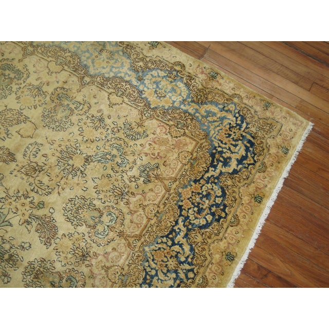 Light Yellow Late 20th Century Zabihi Collection Traditional Floral Persian Kirman Room Size Rug - 7'3" x 10'2" For Sale - Image 8 of 18
