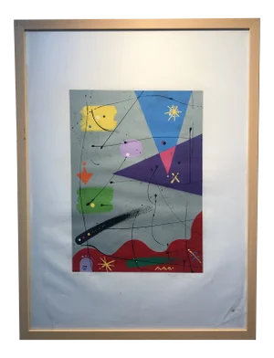 1990s Abstract Oil Painting by Migran Bardess, Framed