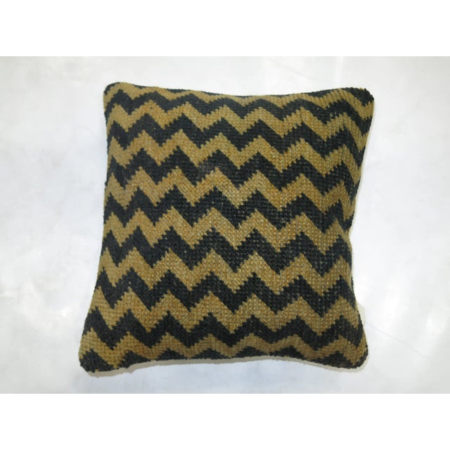 Mid-Century Modern Black Mustard Turkish Rug Pillow For Sale - Image 3 of 3