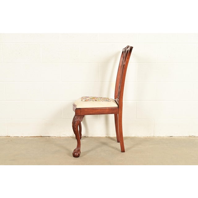 Baker Furniture Style Chippendale Carved Mahogany Side Chair or Dining Chair For Sale - Image 11 of 13