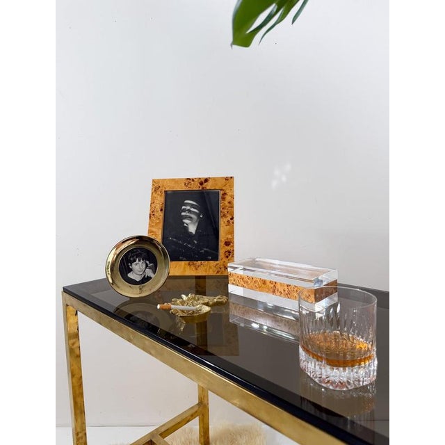 Mid-Century Rectangular Box in Clear Acrylic Glass and Burl Wood, Italy, 1970s For Sale - Image 4 of 16
