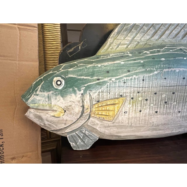 Vintage Hand Carved Wood Mahi-Mahi or Dorado Fish For Sale - Image 4 of 4
